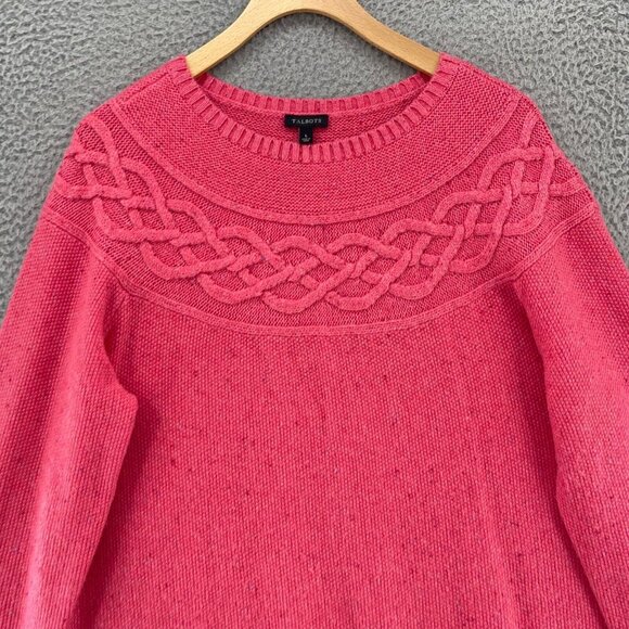 Talbots Sweater Womens Large Pink Confetti Knit Stretch Pullover Everyday Casual - Picture 2 of 9